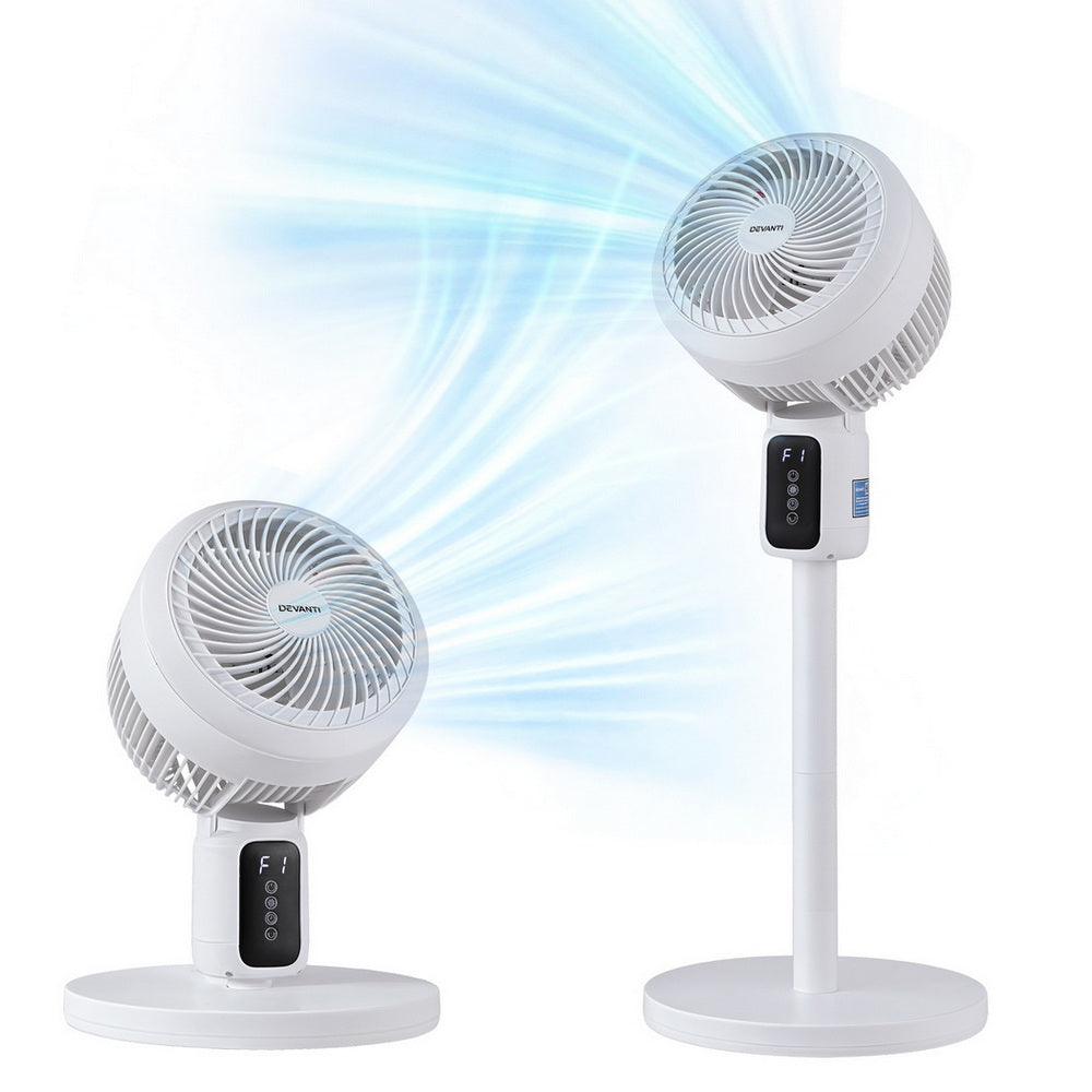 Devanti Pedestal Fan W/ Remote 3 Speed 12H Timer Height Adjustable Cooling Fan Awezingly
