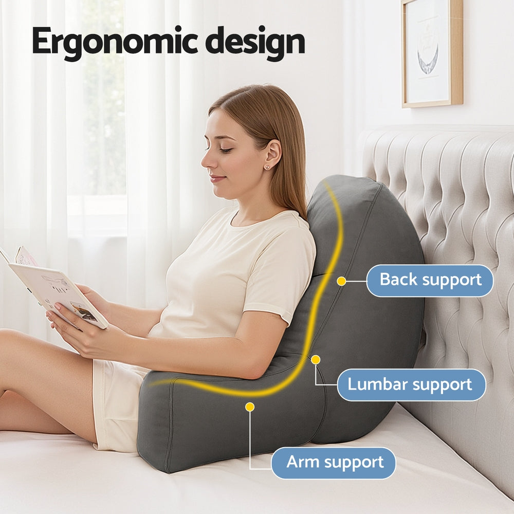 Giselle Reading Pillow Back Rest Lumbar Support Cushion Grey Giselle Bedding