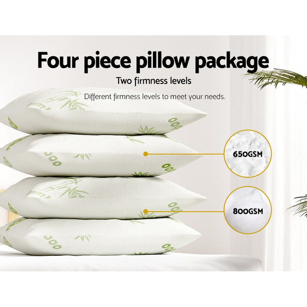 Giselle Bedding 4 Pack Bamboo Pillow Family Hotel Giselle Bedding