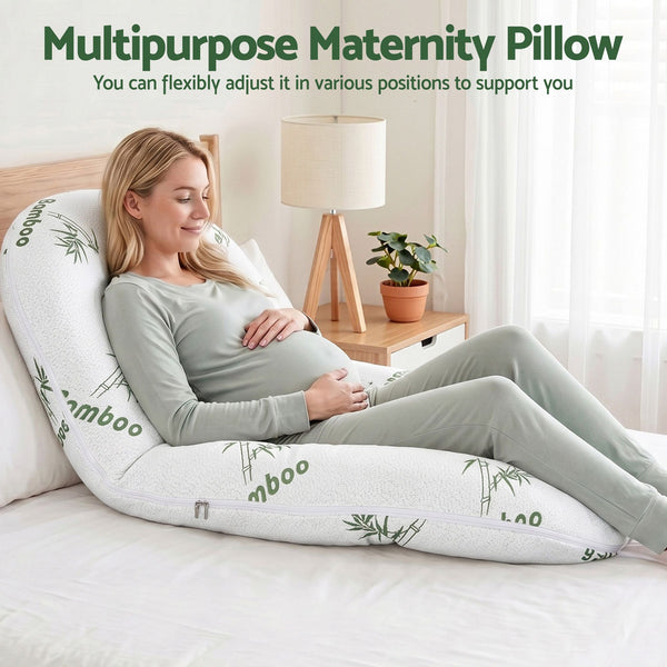 Giselle Bedding Pregnancy Pillow for Side Sleepers C-Shaped Body Pillow with Bamboo Fiber Cover, Maternity Pillow for Full Body Support, Belly and Waist Comfort Awezingly