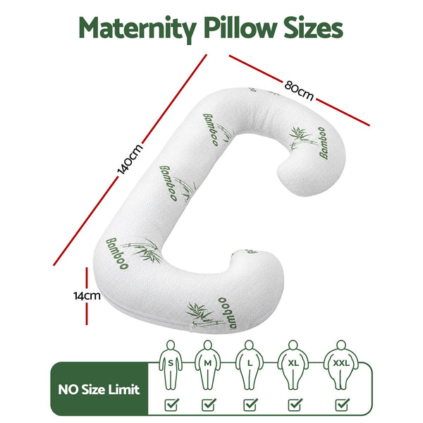 Giselle Bedding Pregnancy Pillow for Side Sleepers C-Shaped Body Pillow with Bamboo Fiber Cover, Maternity Pillow for Full Body Support, Belly and Waist Comfort Awezingly