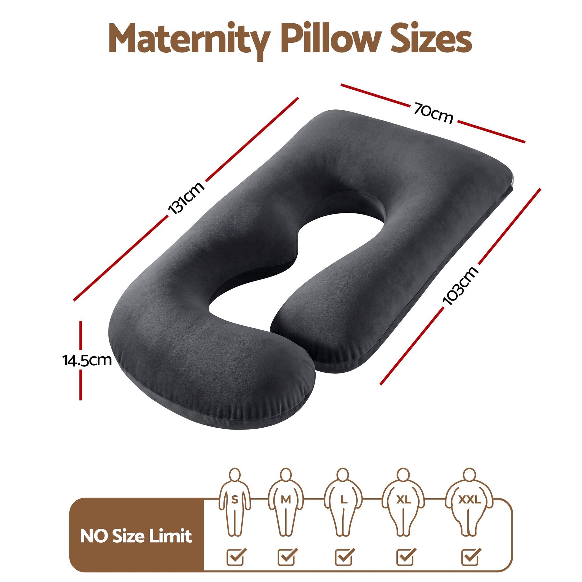 Giselle Bedding Pregnancy Pillow G-Shaped Full Body Pillow for Back and Belly Support Maternity Pillow with Removable Cover, Dark Grey 135x70 cm Awezingly