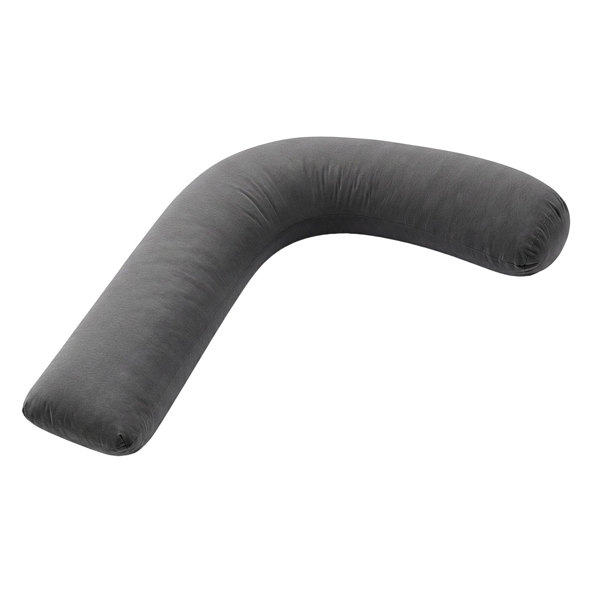 Giselle Bedding Pregnancy Pillow for Side Sleeping L-Shaped Maternity Body Pillow for Women 100% Cotton Jersey Cover for Head Neck Belly Support, 63x115 cm Grey Awezingly