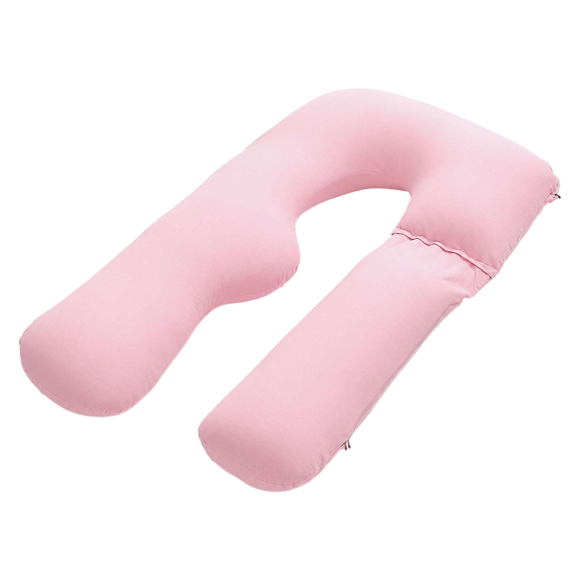 Giselle Bedding Pregnancy Pillow U Shaped Full Body Pillow with 100% Cotton Jersey Cover Maternity Pillow for Sleeping Reading, Pink, 73x133cm Awezingly