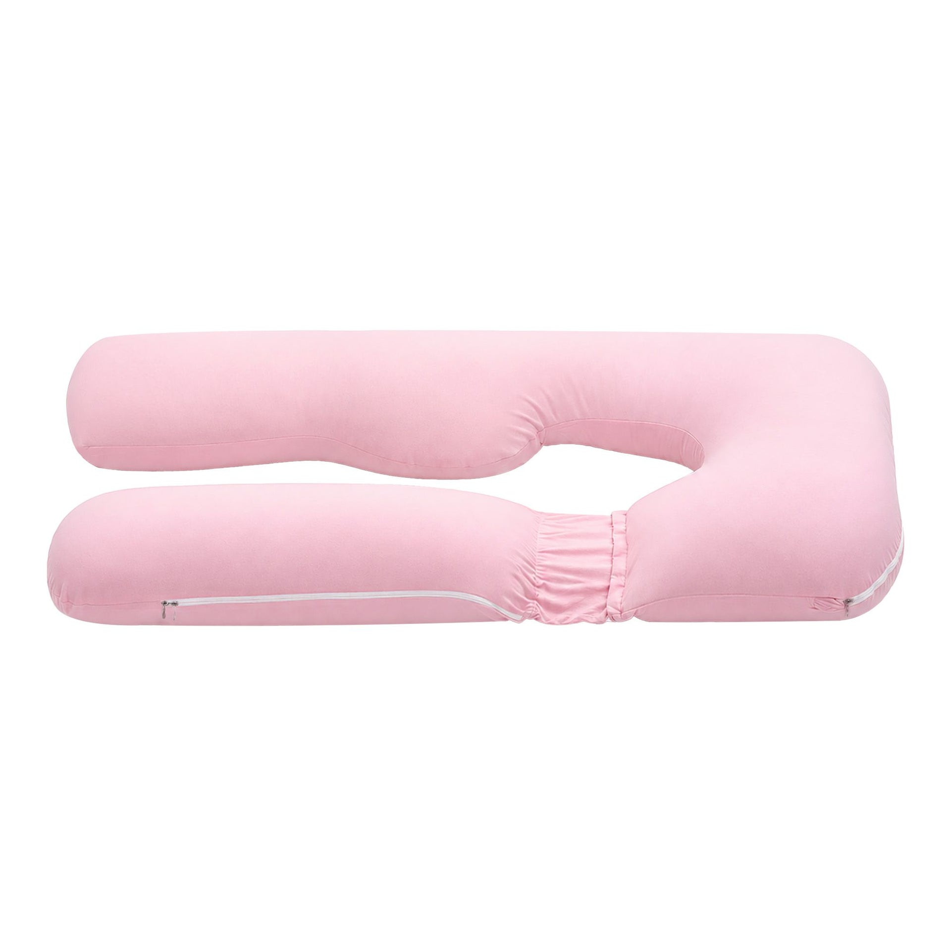 Giselle Bedding Pregnancy Pillow U Shaped Full Body Pillow with 100% Cotton Jersey Cover Maternity Pillow for Sleeping Reading, Pink, 73x133cm Awezingly