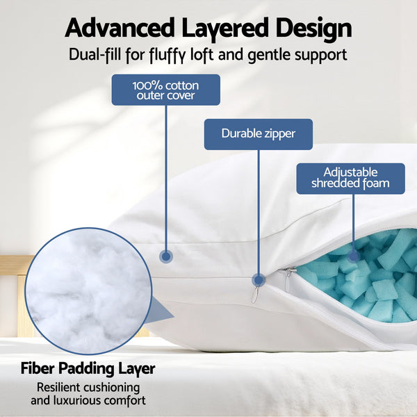 Giselle Bedding Shredded Memory Foam Pillow Adjustable Loft Giselle Bedding