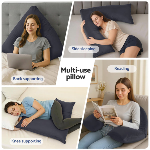 Giselle V Shape Pillow Boomerang Nursing Body Cushion Grey Awezingly