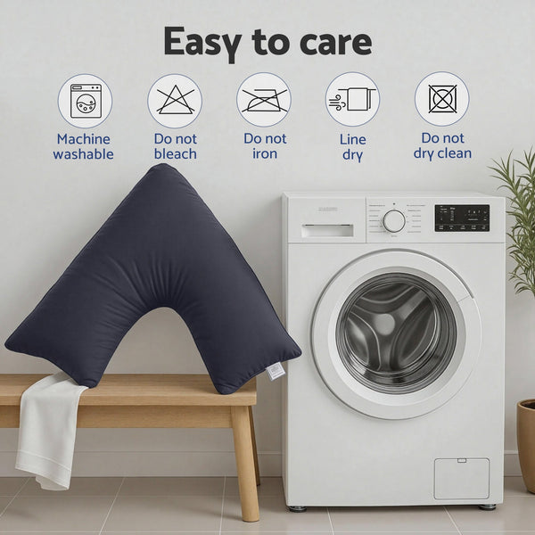 Giselle V Shape Pillow Boomerang Nursing Body Cushion Grey Awezingly