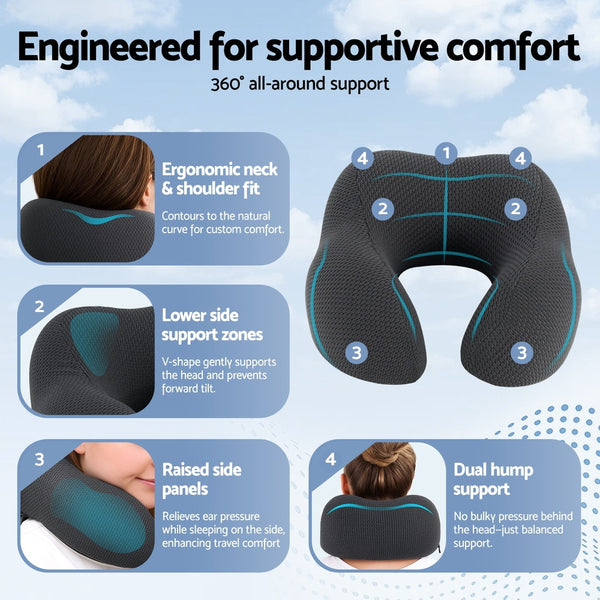 Giselle Bedding Travel Neck Pillow U-Shape Support Memory Foam Plane Car Cushion Giselle Bedding