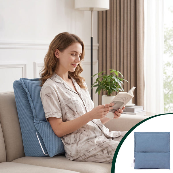 Giselle Reading Pillow For Sitting In Bed, No-Sag 25D Foam Base, Modular Backrest With Dual Pockets For Gaming, 52x51x26cm Corduroy Cover Awezingly