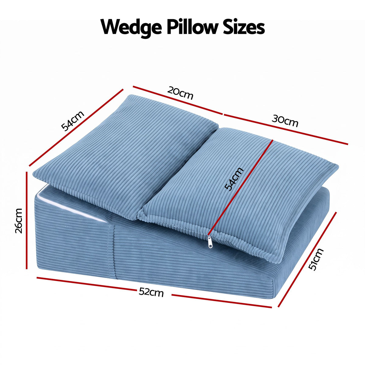 Giselle Reading Pillow For Sitting In Bed, No-Sag 25D Foam Base, Modular Backrest With Dual Pockets For Gaming, 52x51x26cm Corduroy Cover Awezingly