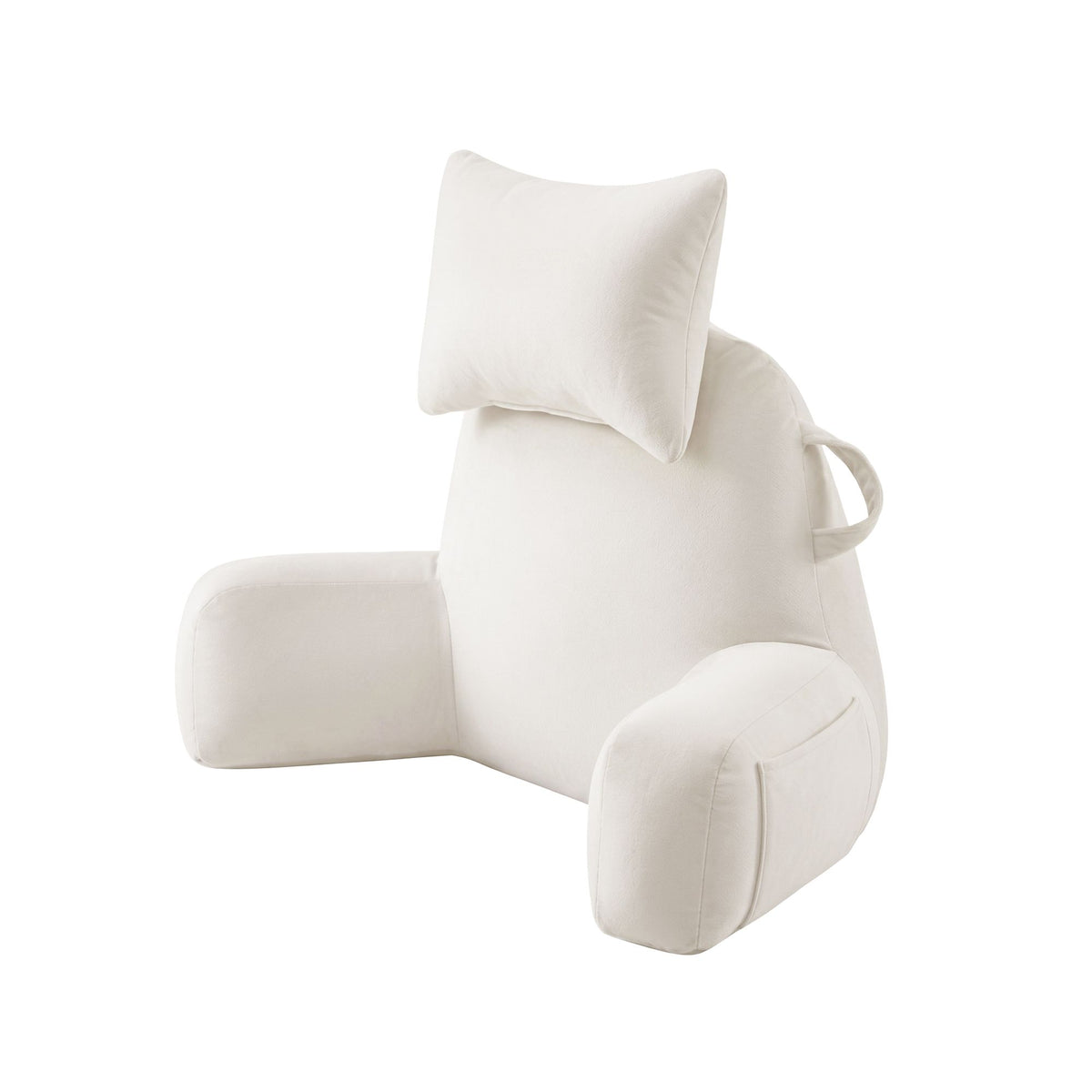 Giselle Bedding Reading Pillow with Detachable Neck Roll & Armrests Sit Up Pillow for Bed Back Support Pillow for Watching TV & Gaming Beige Awezingly