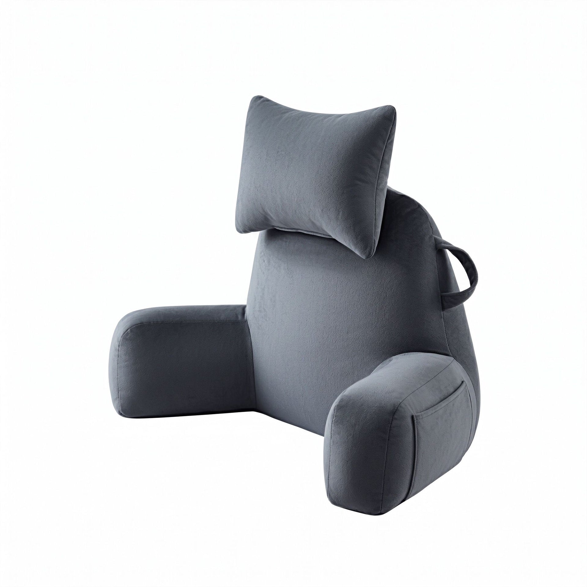 Giselle Bedding Reading Pillow with Detachable Neck Roll & Armrests Sit Up Pillow for Bed Back Support Pillow for Watching TV & Gaming Gray Awezingly
