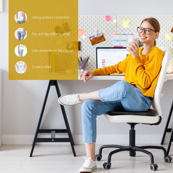 Giselle Bedding Seat Cushion Memory Foam Pillow Back Pain Relief Chair Pad Black Awezingly