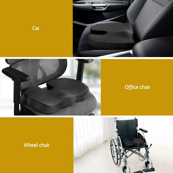 Giselle Bedding Seat Cushion Memory Foam Pillow Back Pain Relief Chair Pad Black Awezingly