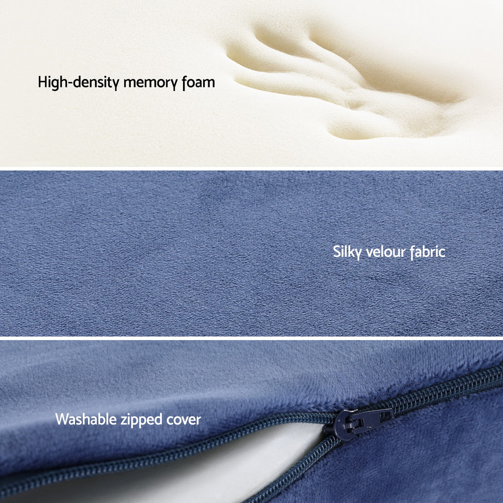 Giselle Bedding Seat Cushion Memory Foam Pillow Back Pain Relief Chair Pad Blue Awezingly