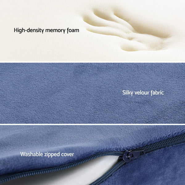 Giselle Bedding Seat Cushion Memory Foam Pillow Back Pain Relief Chair Pad Blue Awezingly