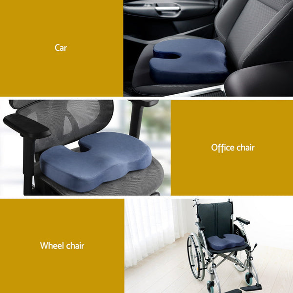 Giselle Bedding Seat Cushion Memory Foam Pillow Back Pain Relief Chair Pad Blue Awezingly