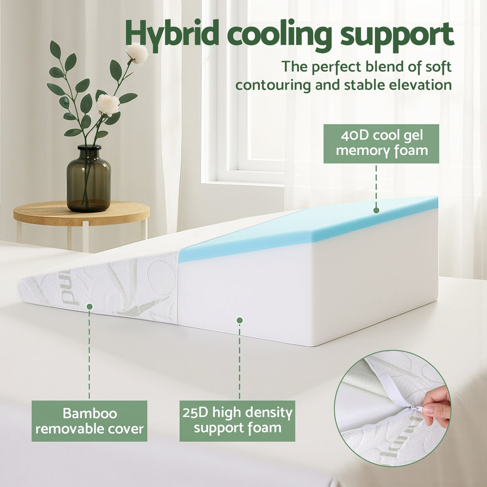 Giselle Bedding Wedge Pillow Gel Memory Foam Ergonomic Support Bamboo Cover Awezingly