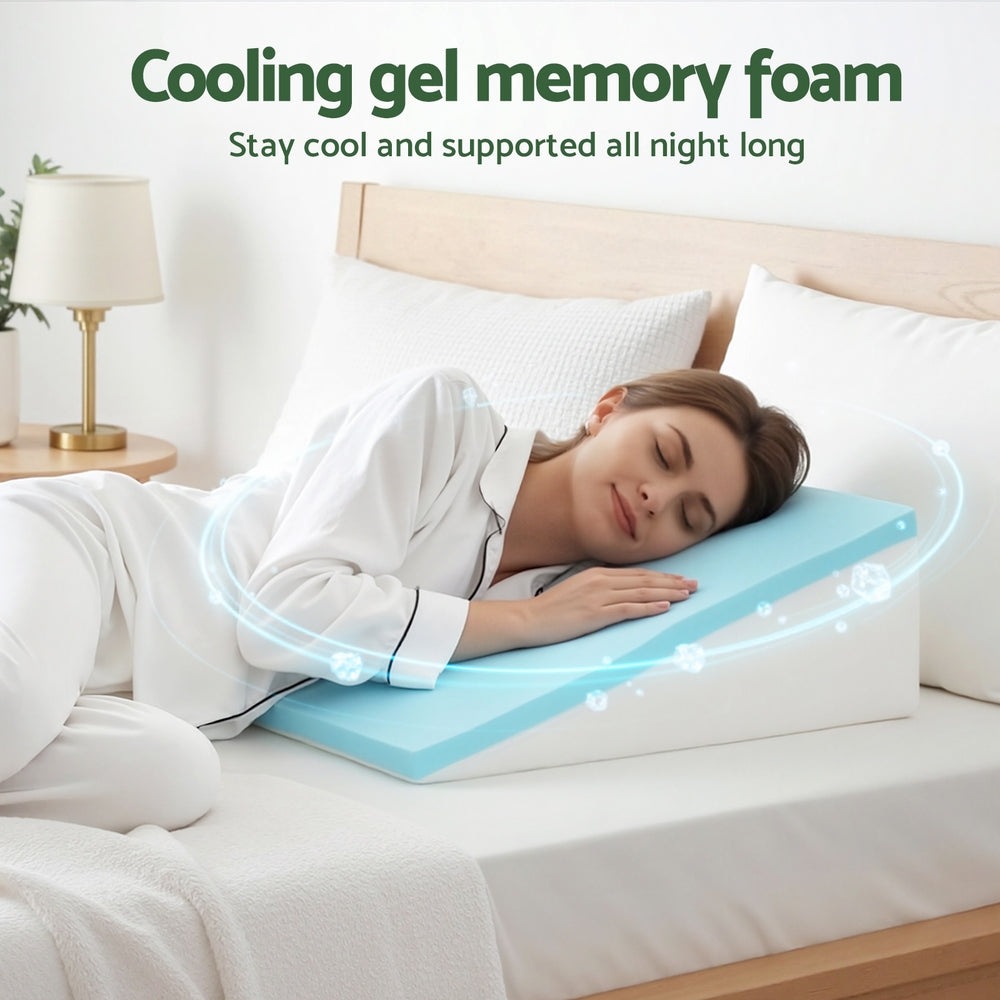 Giselle Bedding Wedge Pillow Gel Memory Foam Ergonomic Support Bamboo Cover Awezingly