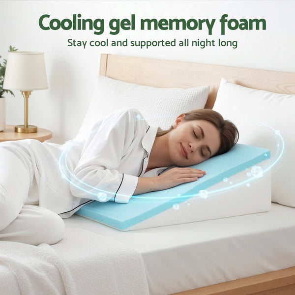 Giselle Bedding Wedge Pillow Gel Memory Foam Ergonomic Support Bamboo Cover Awezingly