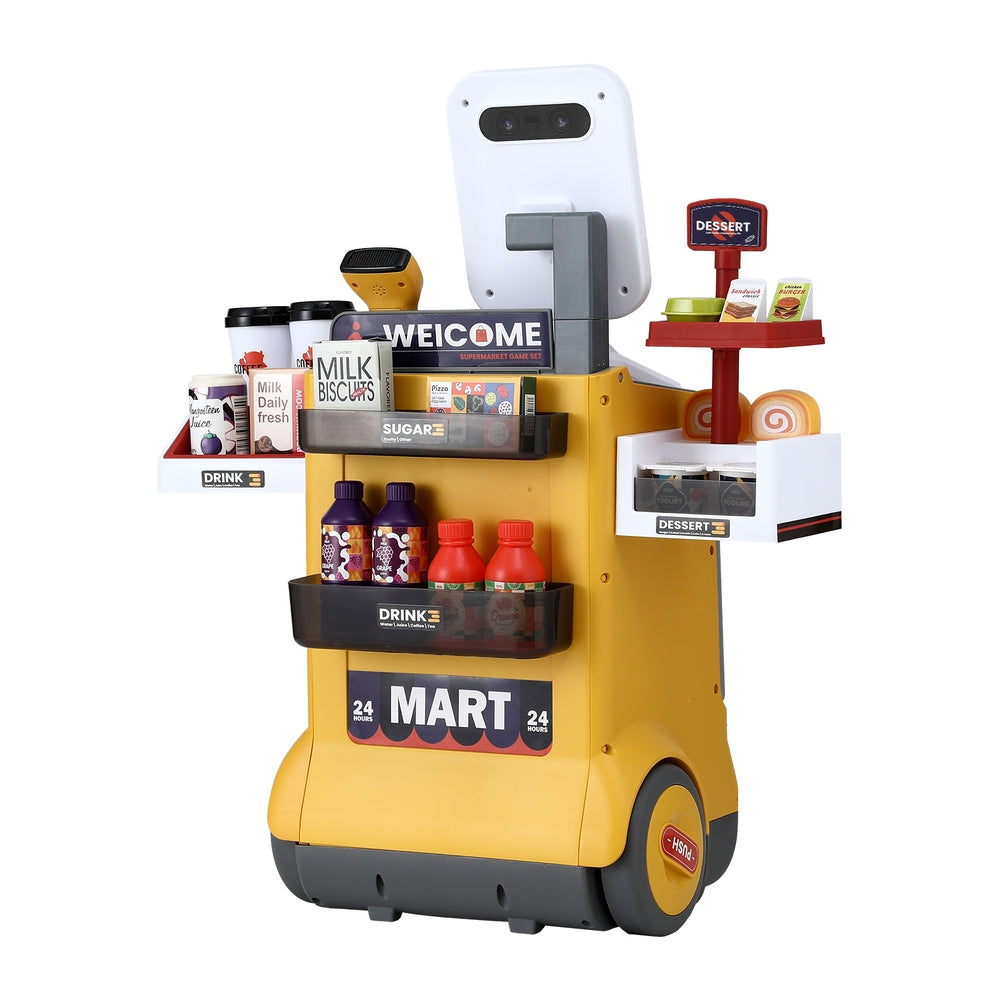 Keezi Kids Pretend Playset Supermarket Shopping Role Play Toy Cash Food 48PCS Awezingly