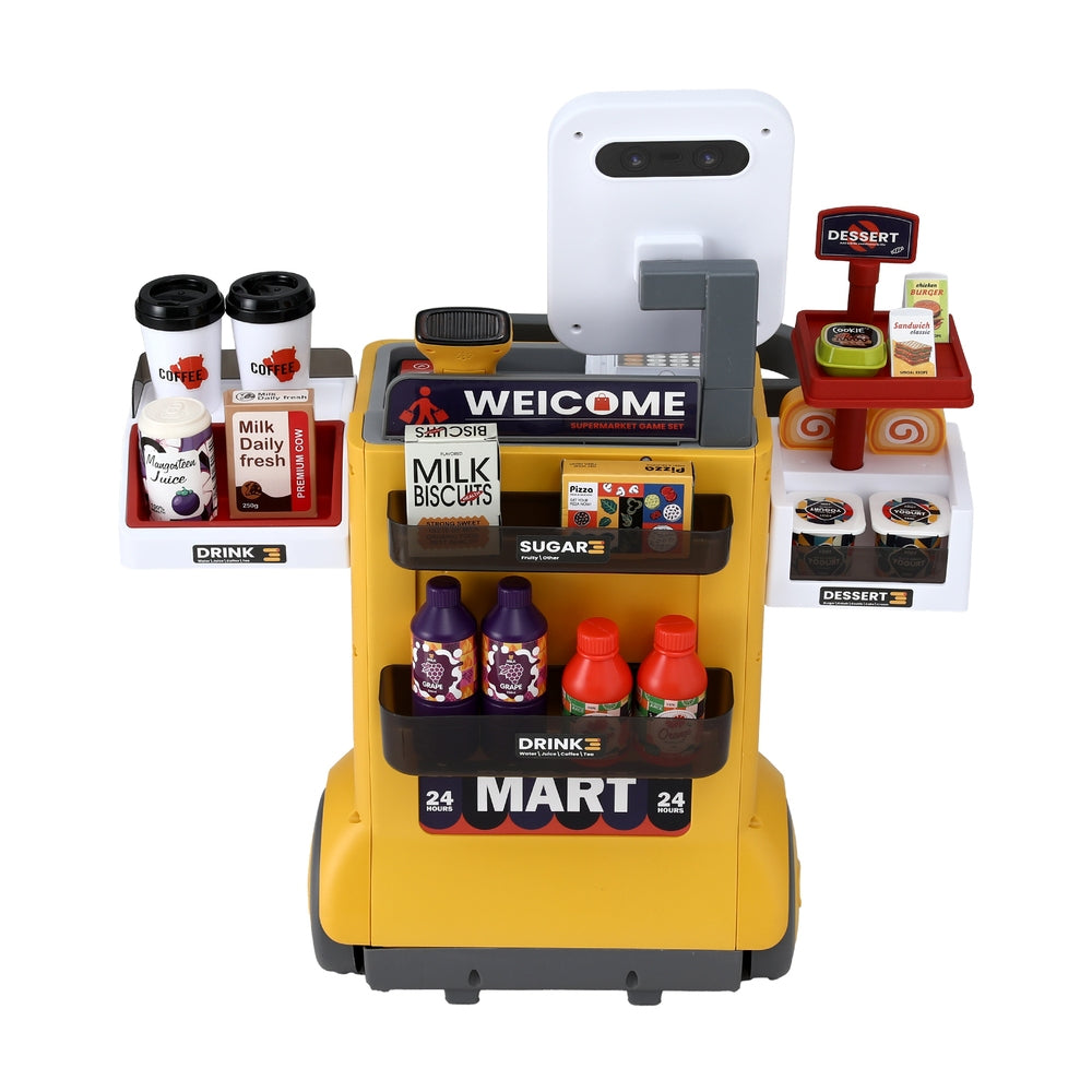 Keezi Kids Pretend Playset Supermarket Shopping Role Play Toy Cash Food 48PCS Awezingly