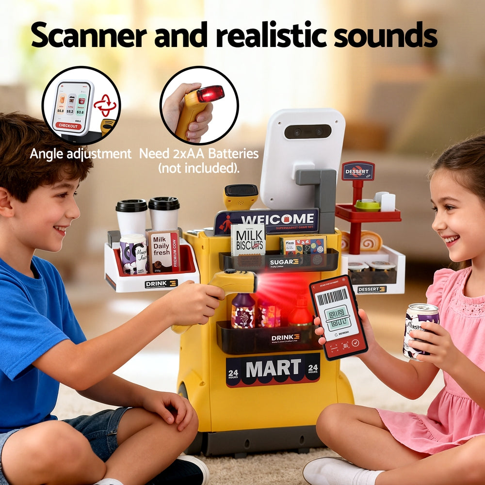 Keezi Kids Pretend Playset Supermarket Shopping Role Play Toy Cash Food 48PCS Awezingly