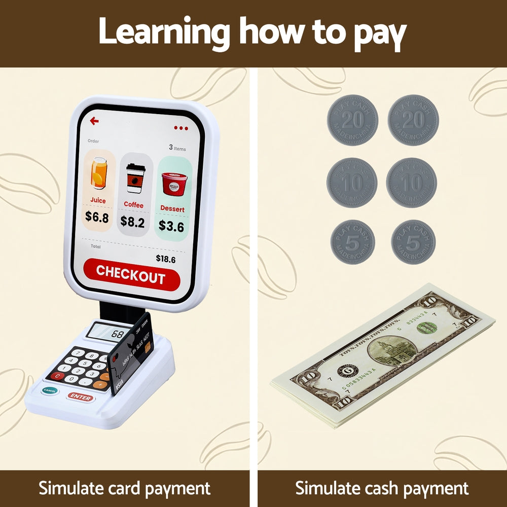 Keezi Kids Pretend Playset Supermarket Shopping Role Play Toy Cash Food 48PCS Awezingly