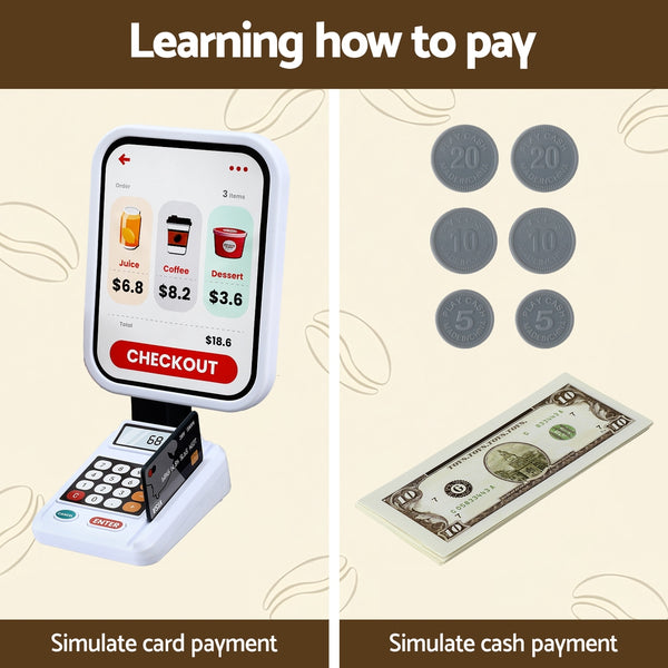 Keezi Kids Pretend Playset Supermarket Shopping Role Play Toy Cash Food 48PCS Awezingly