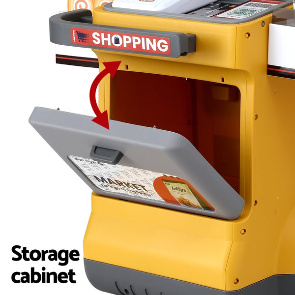 Keezi Kids Pretend Playset Supermarket Shopping Role Play Toy Cash Food 48PCS Awezingly