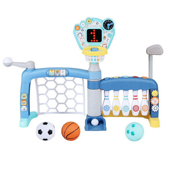 Keezi Kids Basketball Hoop Stand Bowling Baseball Golf Game Sports Toys Set Blue Awezingly
