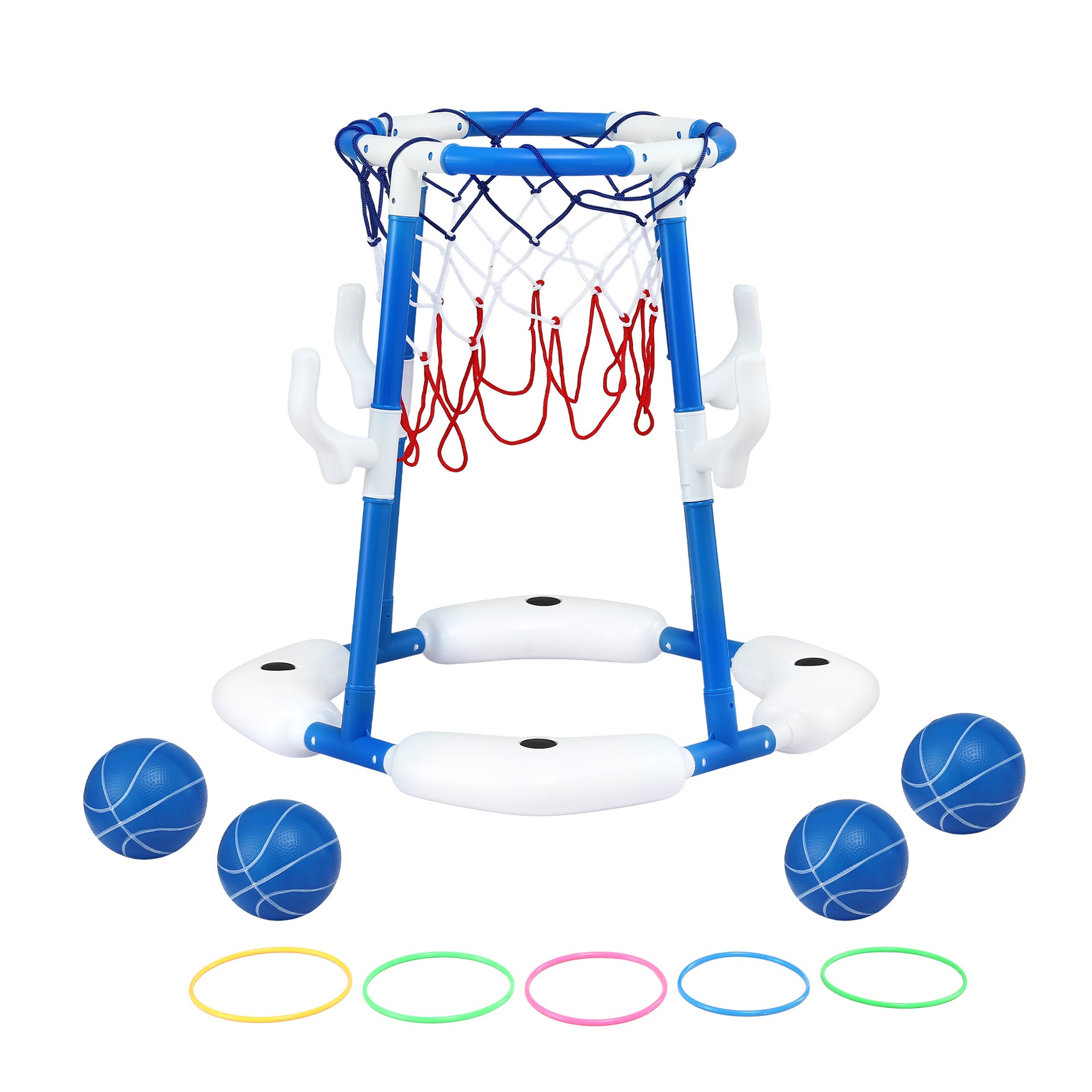 Keezi Kids Basketball Hoop with 4 balls Ring Toss Sports Pool Toys Blue Awezingly