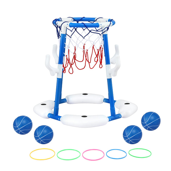 Keezi Kids Basketball Hoop with 4 balls Ring Toss Sports Pool Toys Blue Awezingly