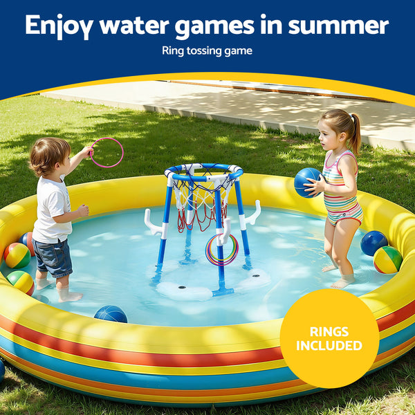 Keezi Kids Basketball Hoop with 4 balls Ring Toss Sports Pool Toys Blue Awezingly