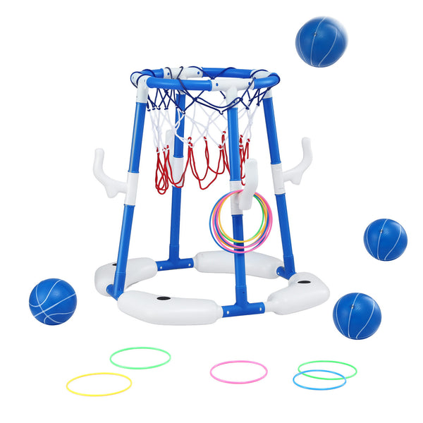 Keezi Kids Basketball Hoop with 4 balls Ring Toss Sports Pool Toys Blue Awezingly