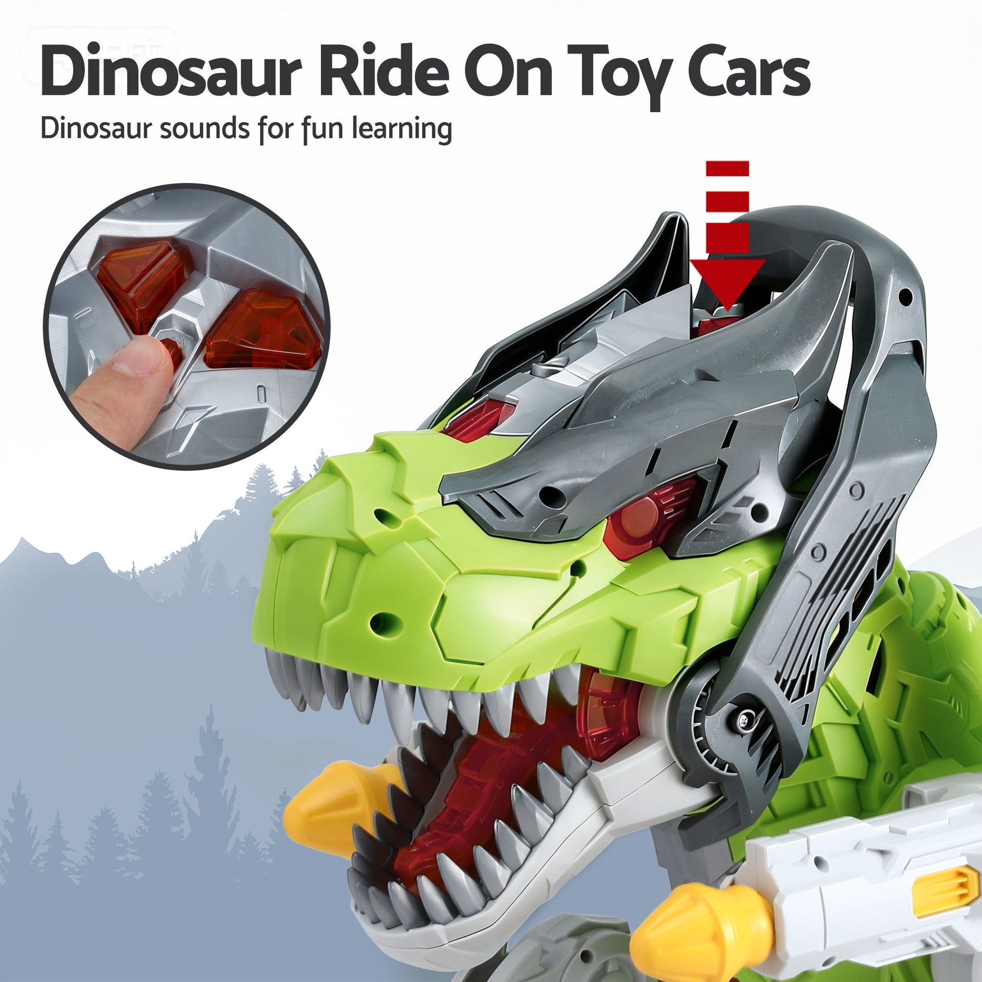 Keezi Kids Dinosaur Ride On Push Car Toy with Spray Function Indoor Outdoor Toys Awezingly