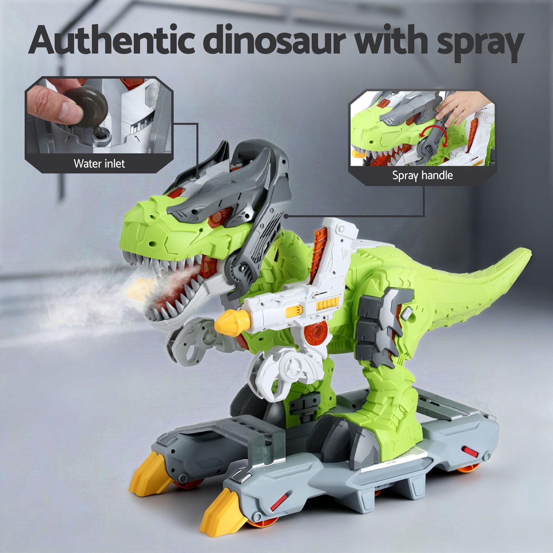 Keezi Kids Dinosaur Ride On Push Car Toy with Spray Function Indoor Outdoor Toys Awezingly