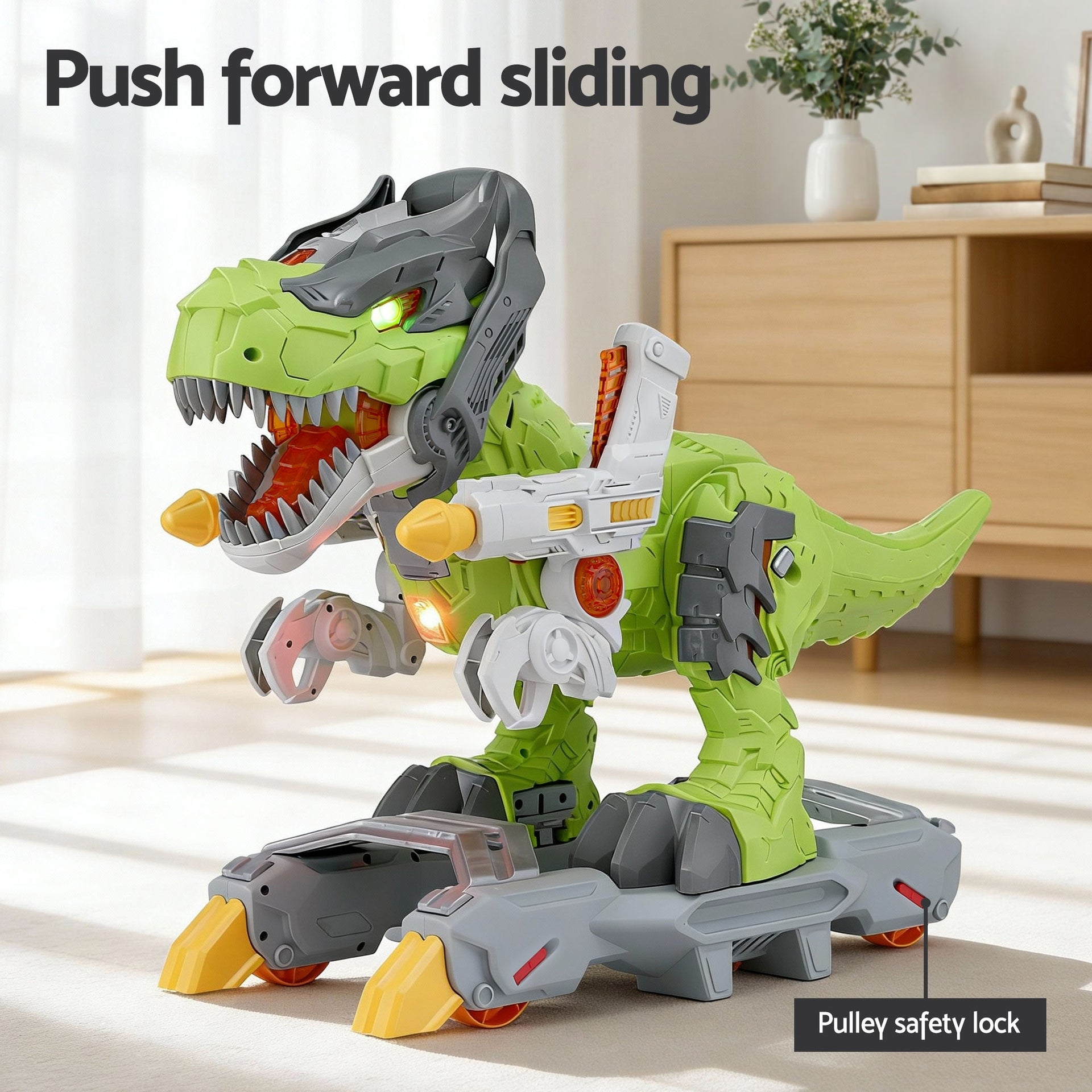 Keezi Kids Dinosaur Ride On Push Car Toy with Spray Function Indoor Outdoor Toys Awezingly