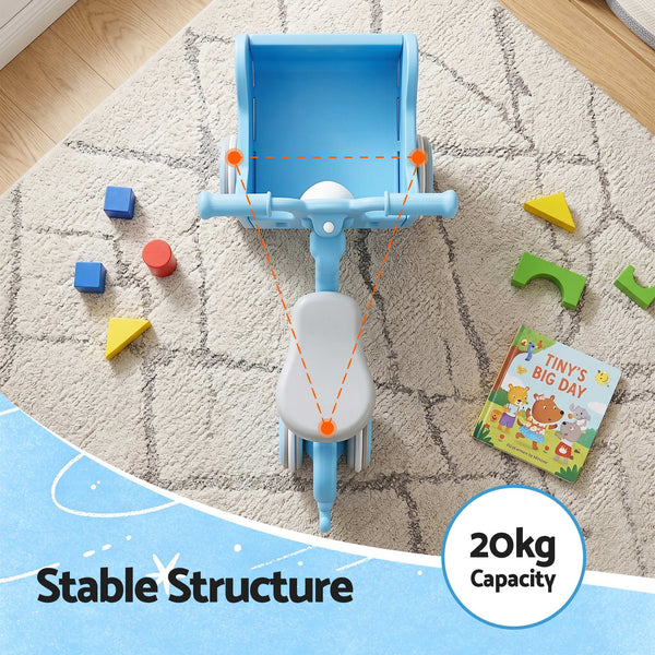 KEEZI Kids Ride On Push Car Toys with Storage Space Animal Stickers Blue 67CMX43CM Awezingly
