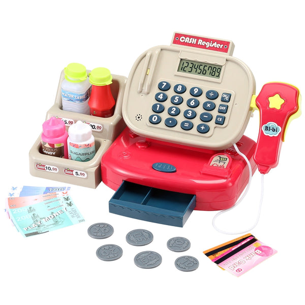 Keezi Kids Cash Register Calculator Pretend Play Shops Money Checkout Toys Set Keezi