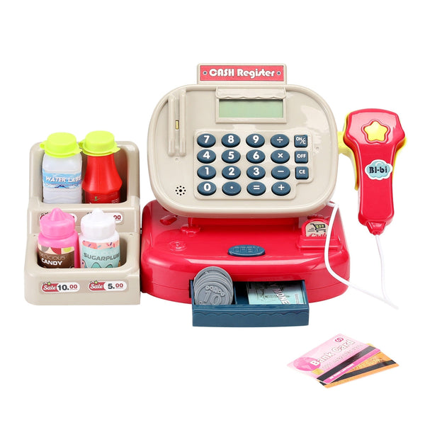 Keezi Kids Cash Register Calculator Pretend Play Shops Money Checkout Toys Set Keezi