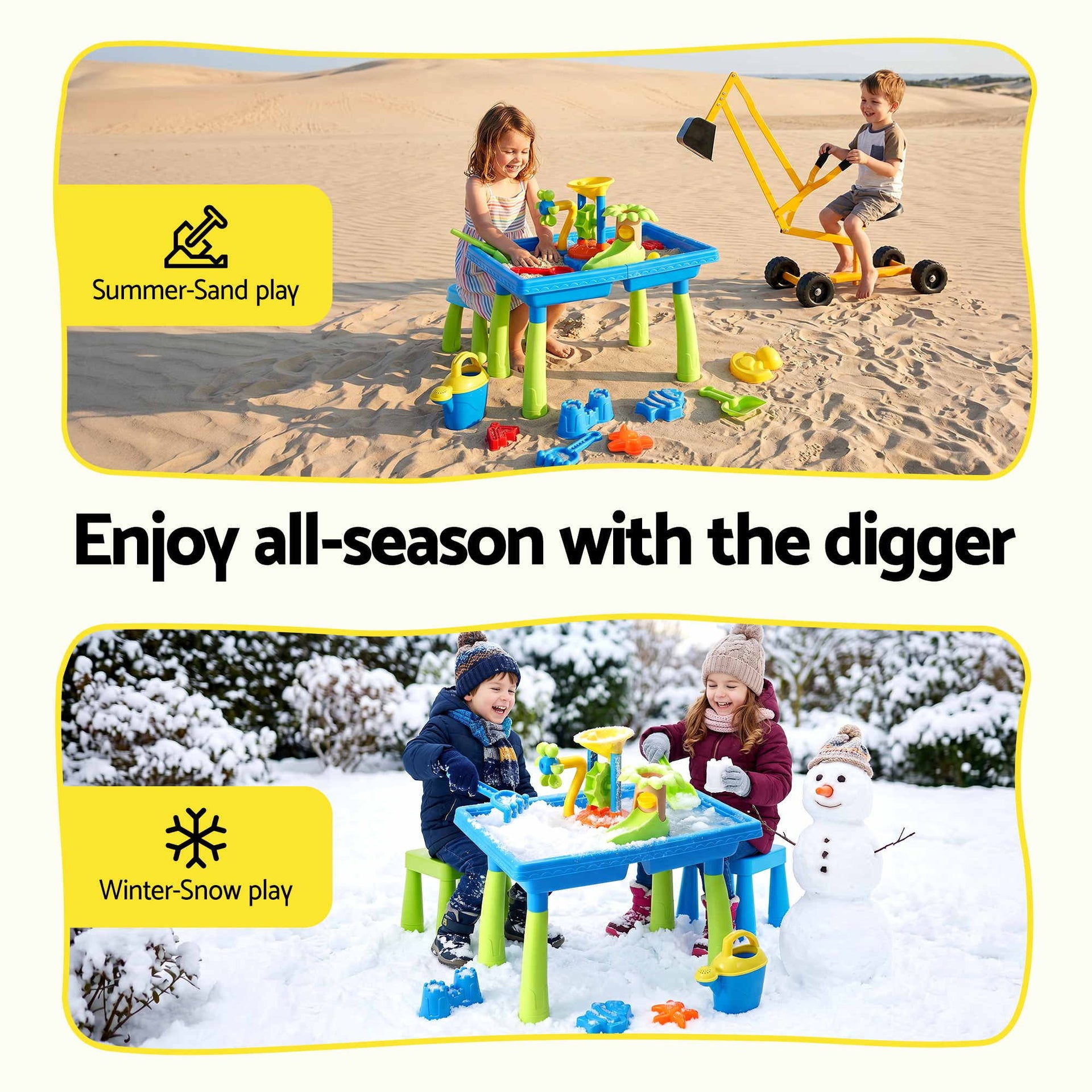 Keezi Ride On Digger with Sand and Water Table Sandpit Toys Set Keezi