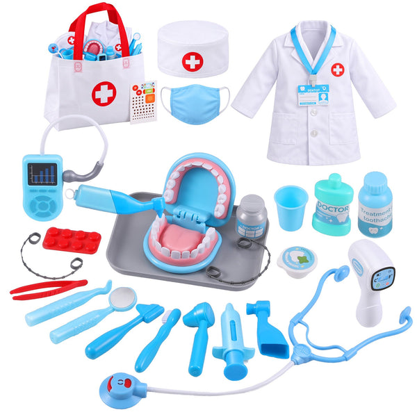 Keezi Kids Doctor Play Set Pretend Dentist Play Set Toy Medical Kits 30PCS Awezingly