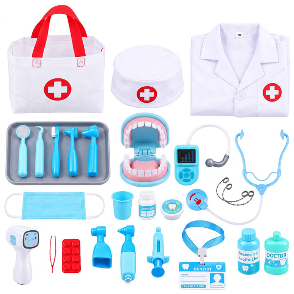 Keezi Kids Doctor Play Set Pretend Dentist Play Set Toy Medical Kits 30PCS Awezingly