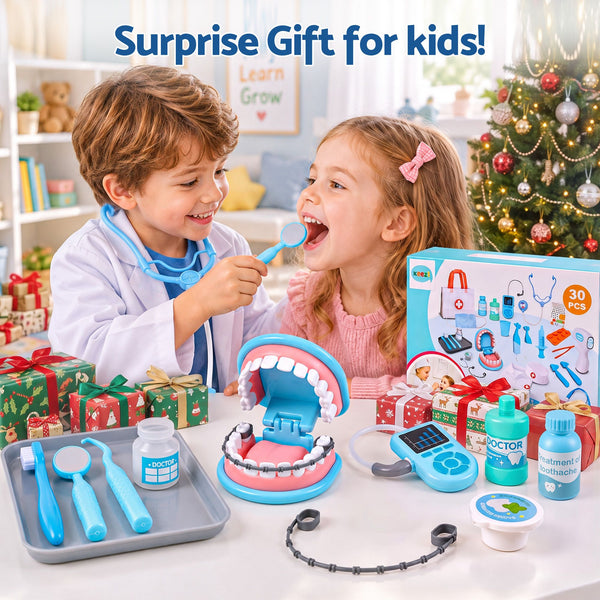 Keezi Kids Doctor Play Set Pretend Dentist Play Set Toy Medical Kits 30PCS Awezingly