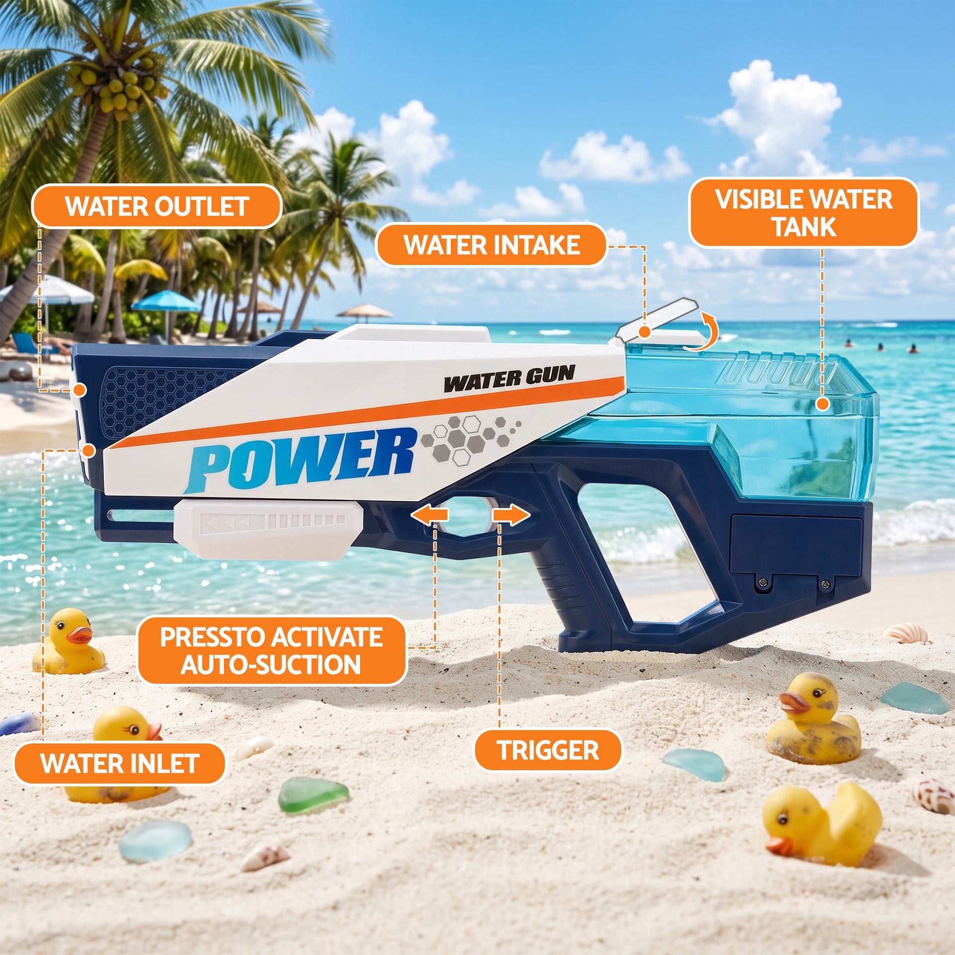 Keezi Kids Water Gun 600cc Water Blaster Toy for Pool Beach Play Blue Awezingly