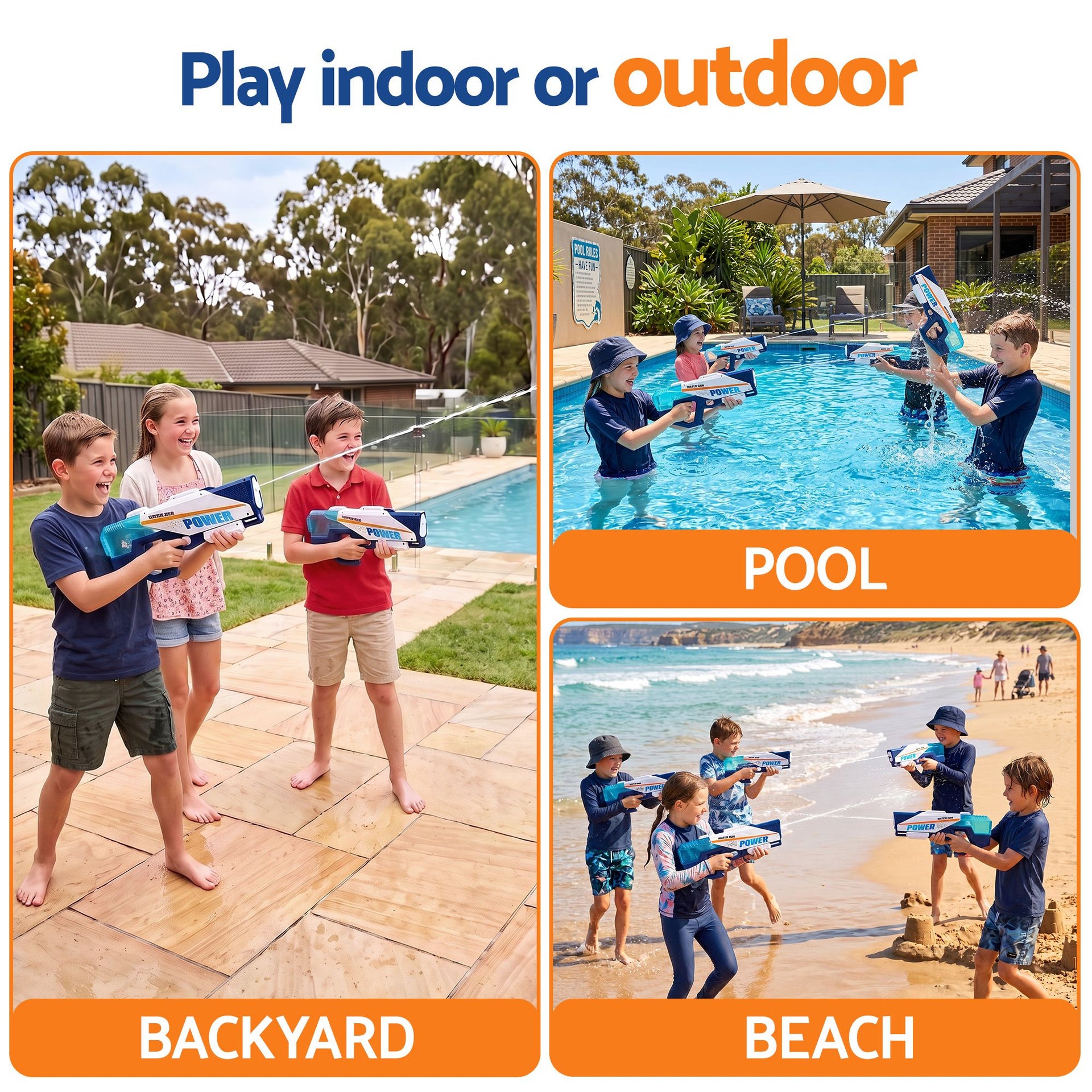Keezi Kids Water Gun 600cc Water Blaster Toy for Pool Beach Play Blue Awezingly