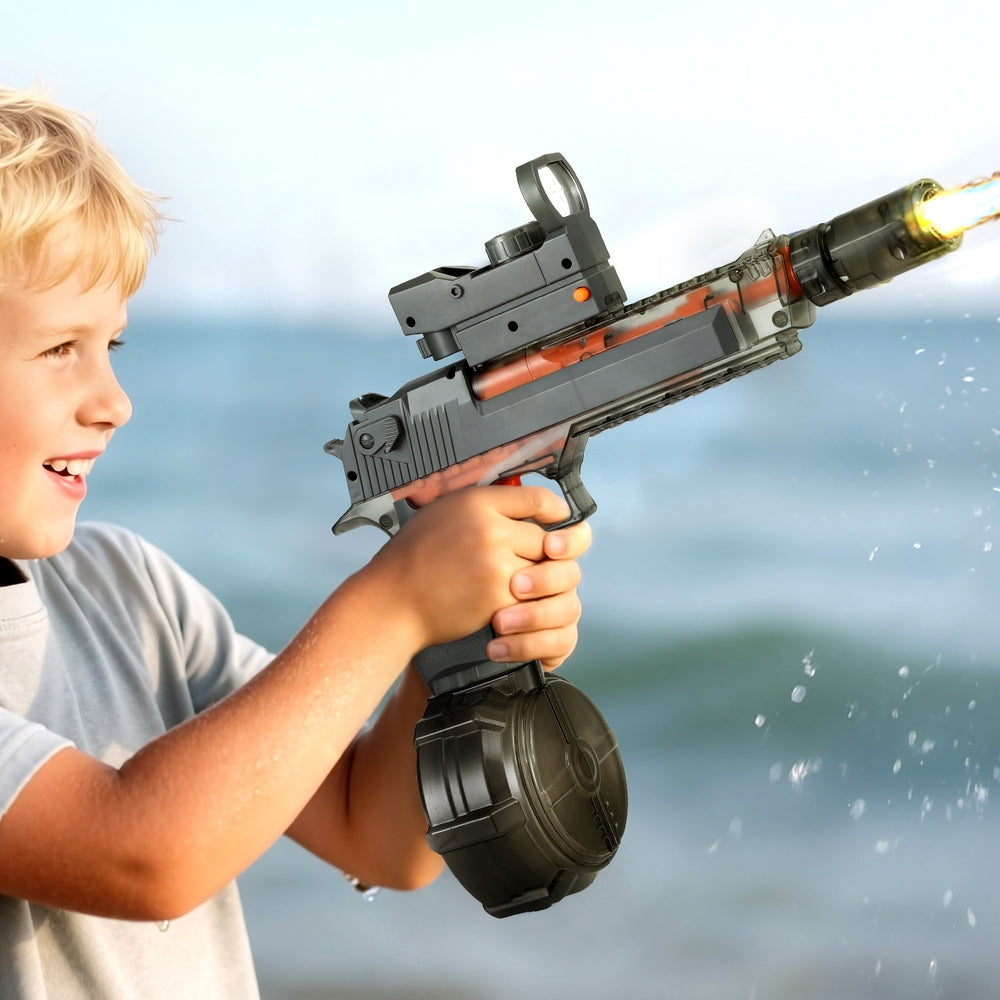 Keezi Kids Adult Electric Water Gun 500ml Water Tank Light Squirt Guns Toys Grey Awezingly
