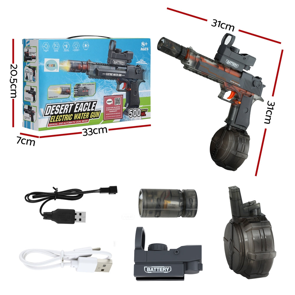 Keezi Kids Adult Electric Water Gun 500ml Water Tank Light Squirt Guns Toys Grey Awezingly